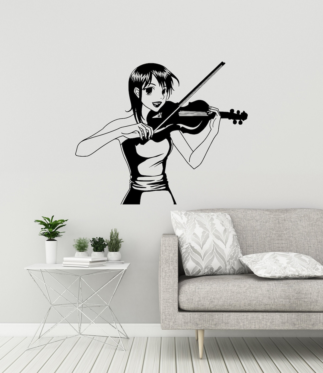 Vinyl Wall Decal Anime Manga Girl Violin Player Music Musical Room ...