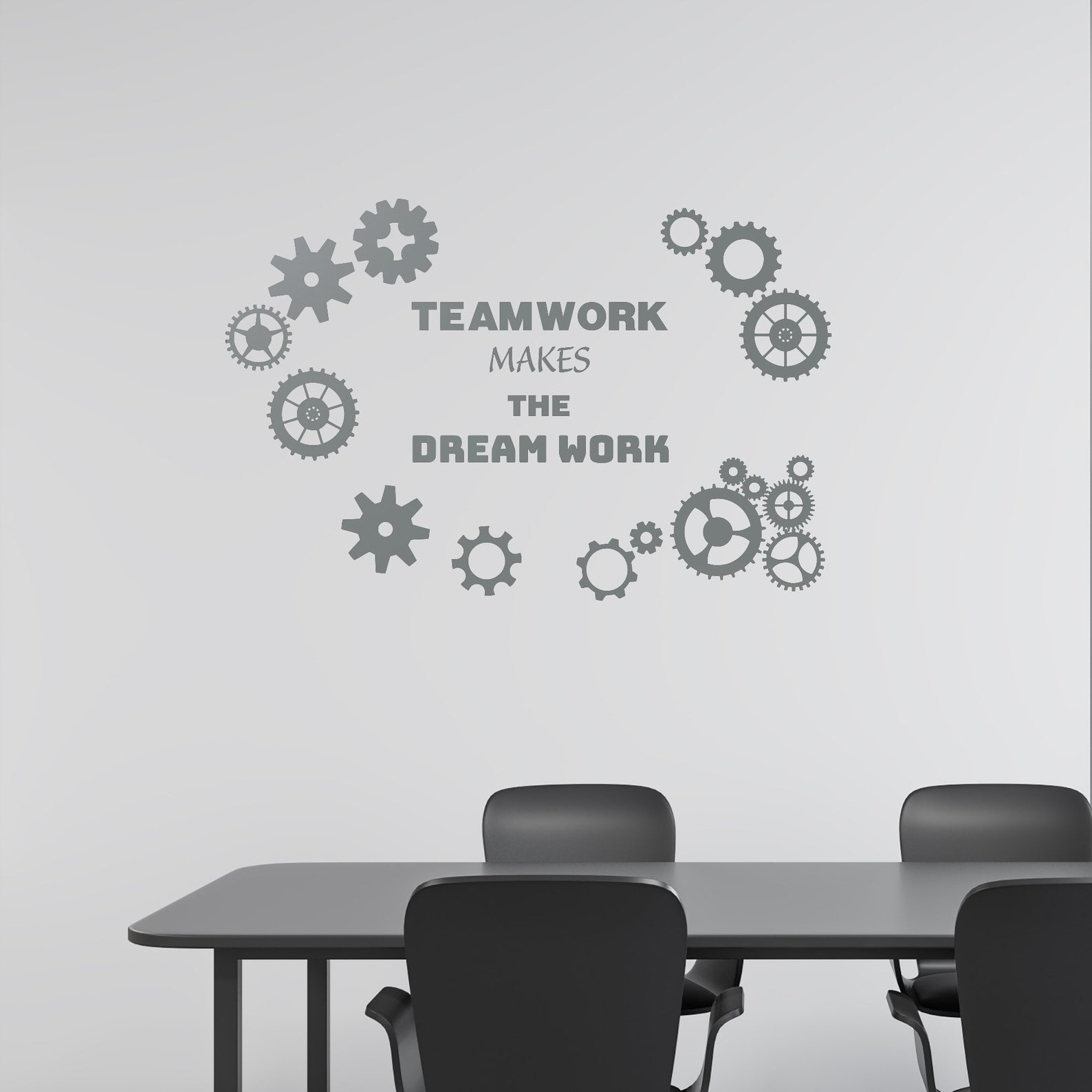 Teamwork Makes the Dream Work Vinyl Wall Decal - Gears Inspirational ...