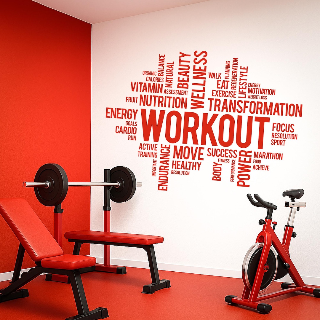 Home Gym Motivational Wall Decal – Workout Vinyl Sticker for Fitness ...