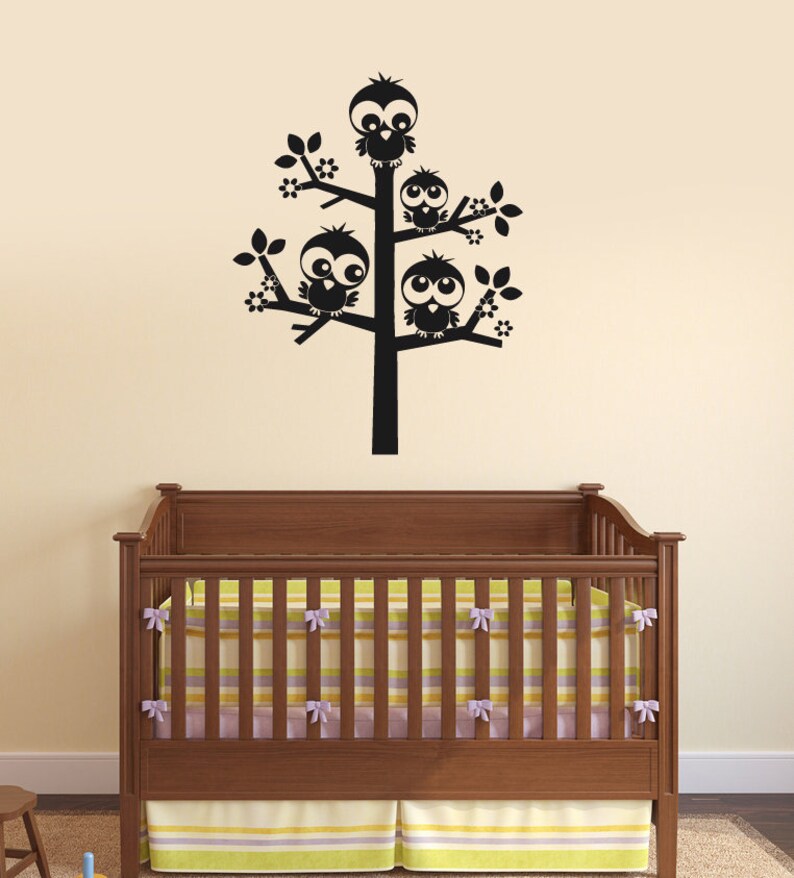 Nursery Vinyl Wall Decal Birds Tree Branches Baby Room Decorating ...