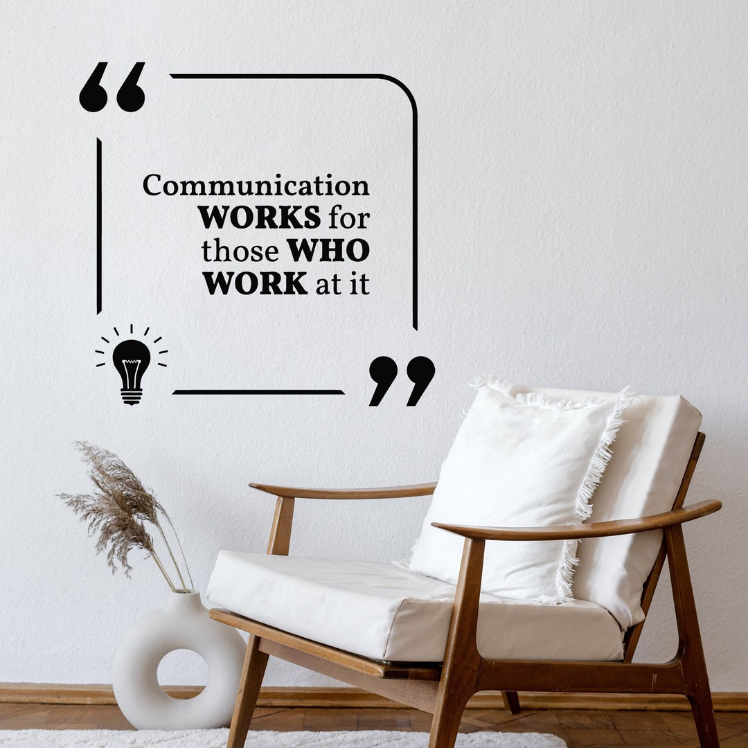 Phrase Vinyl Wall Decal Motivational Quote Communication Works Teamwork ...