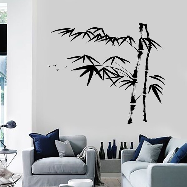 Wall Decal Tree Bamboo Bird Bedroom Vinyl Sticker Art Mural 1438dz