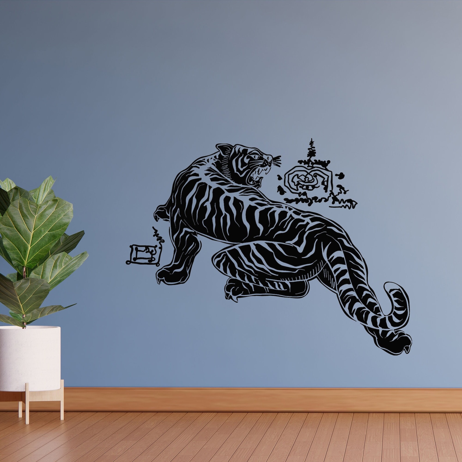 Tiger Vinyl Wall Decal Wild Cat Predator Aggressive Animal Stickers ...