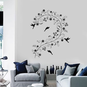 Wall Vinyl Decal Floral Flower Birds Romantic Bedroom Decor 2265di