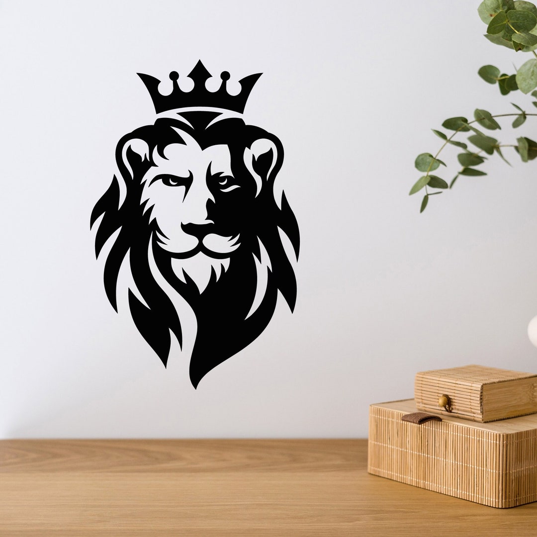 Lion King Vinyl Wall Decal Man Cave African Predator Crown Stickers ...