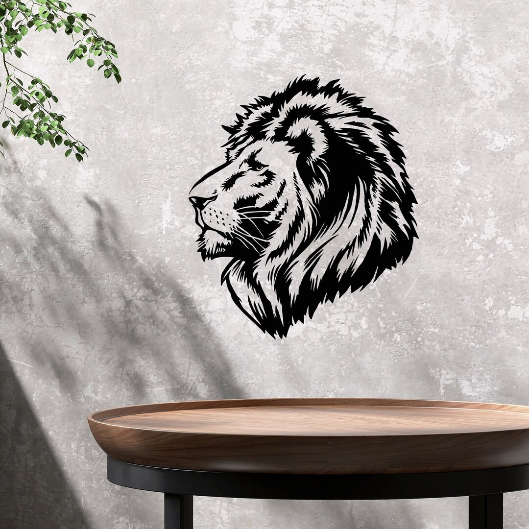 Lion Head Vinyl Wall Decal Tribal Symbol Wild Animal Predator Stickers ...