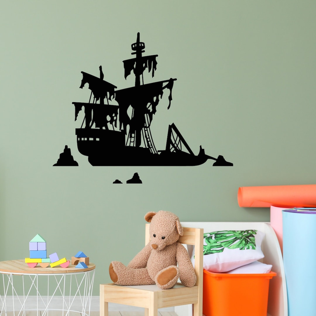 Pirate Ship Vinyl Wall Decal Ocean Marine Nautical Style Kids Room ...