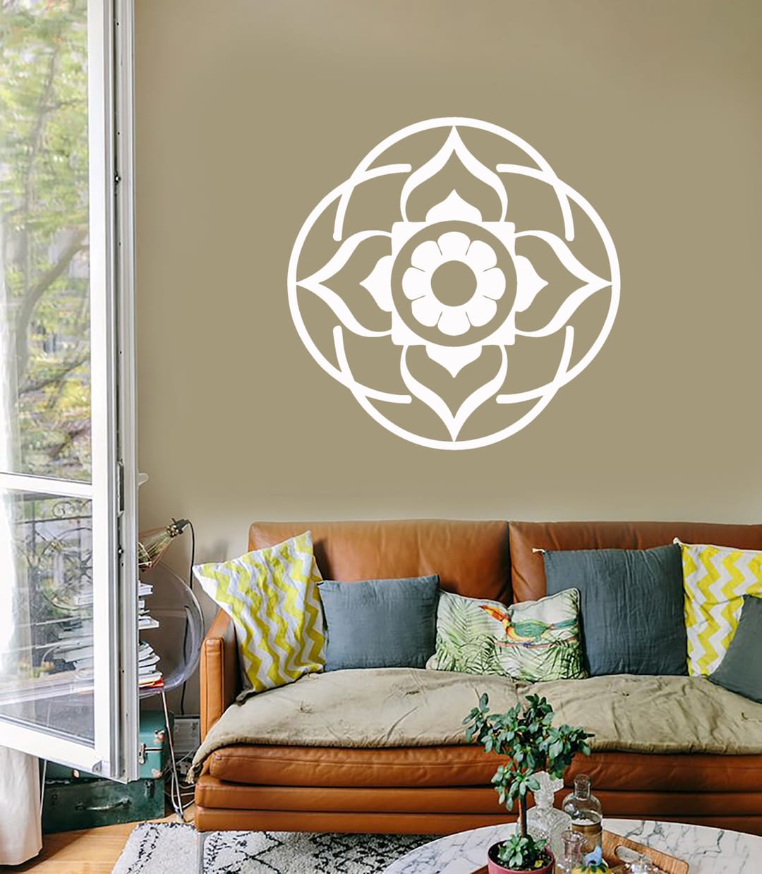 Wall Vinyl Decal Mandala Lotus Flower Symbol of Universe Cosmos Yoga ...