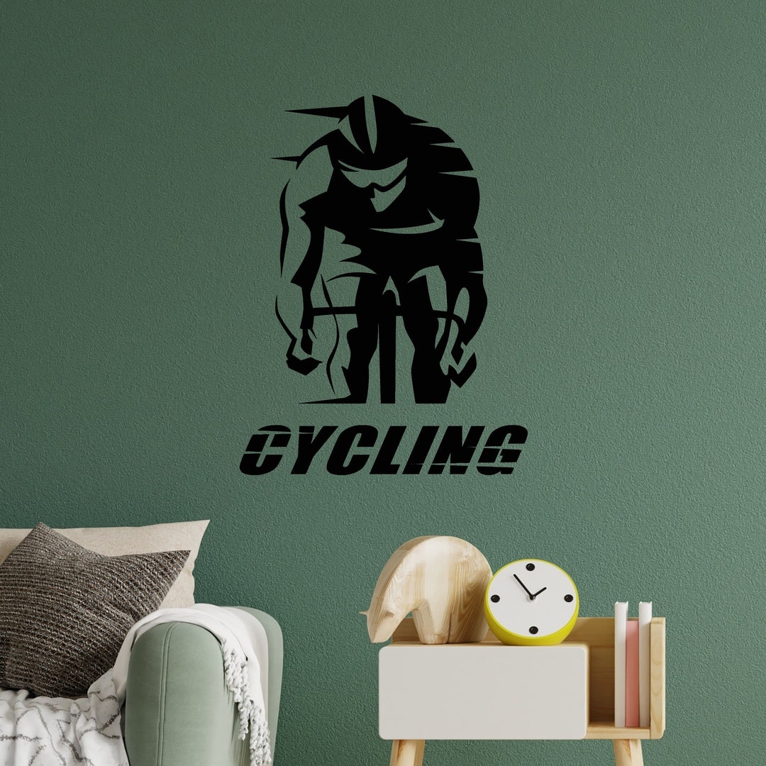 Cycling Vinyl Wall Decal Words Cyclist Race Bike Sport Art Stickers ...