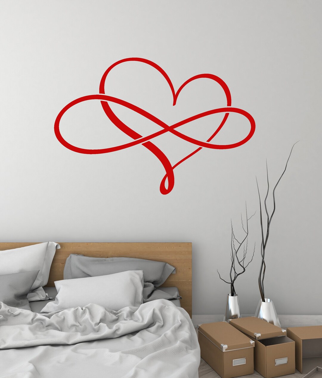 Infinity Love Vinyl Wall Decal Heart Romantic Art Bedroom Stickers ...
