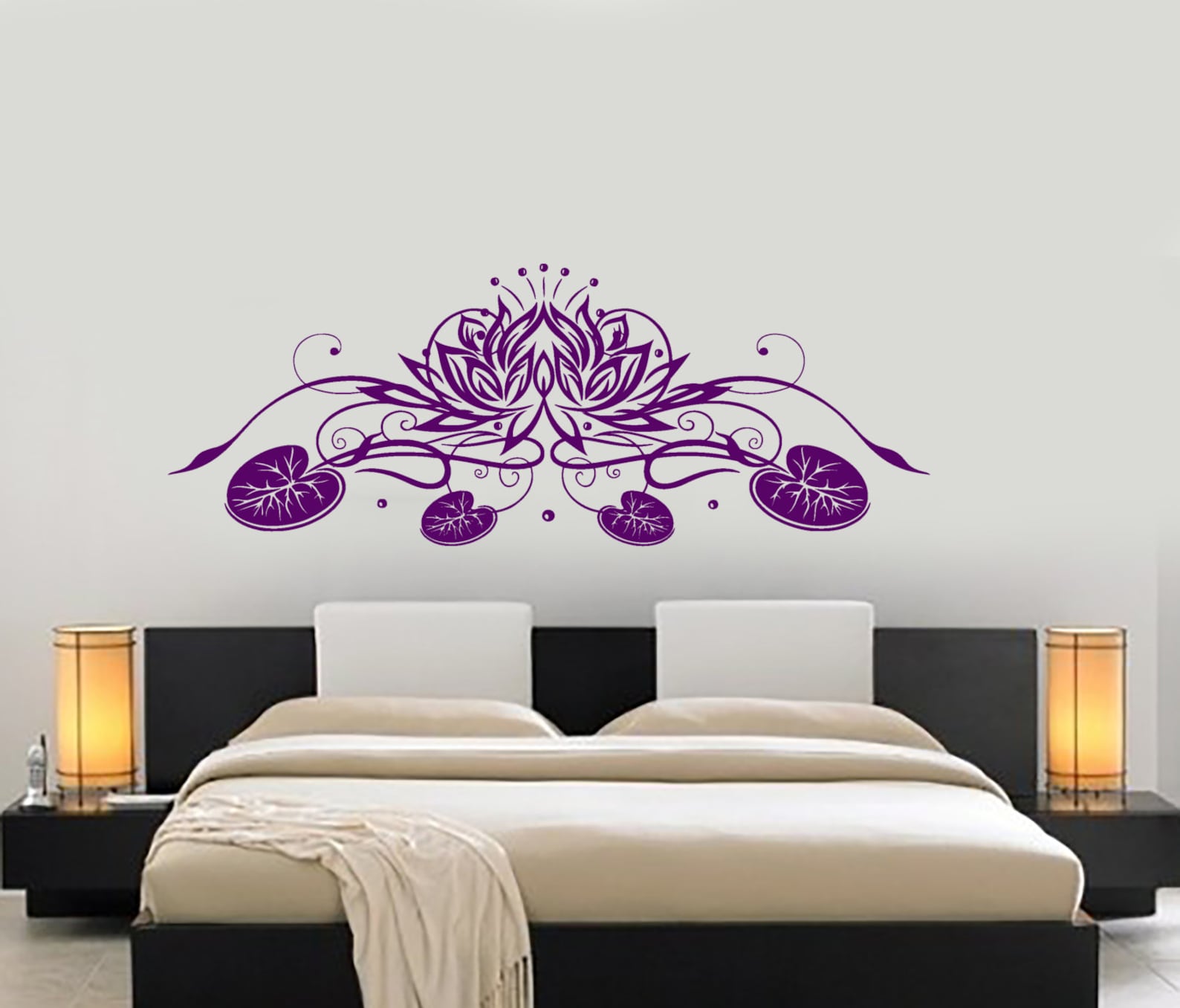 Wall Vinyl Decal Yoga Lotus Flower Ornament Yoga Studio Decor Yoga Room ...