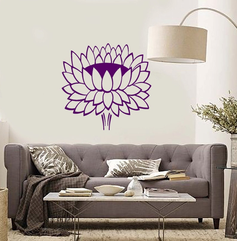 Wall Vinyl Decal Flower Lotus Padma Symbol Ornament Yoga Studio Floral ...
