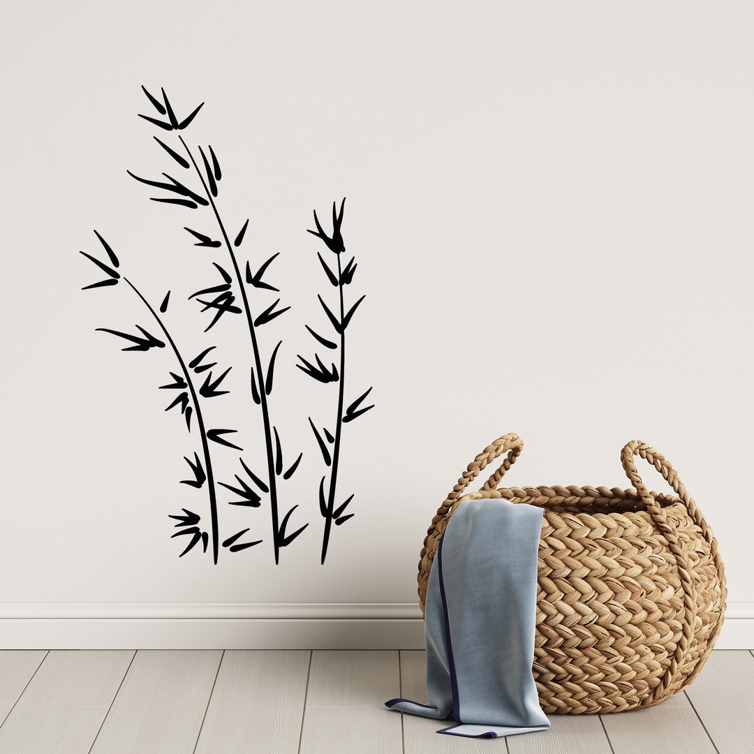 Bamboo Vinyl Wall Decal Branches Tree Japanese Floral Style Stickers ...