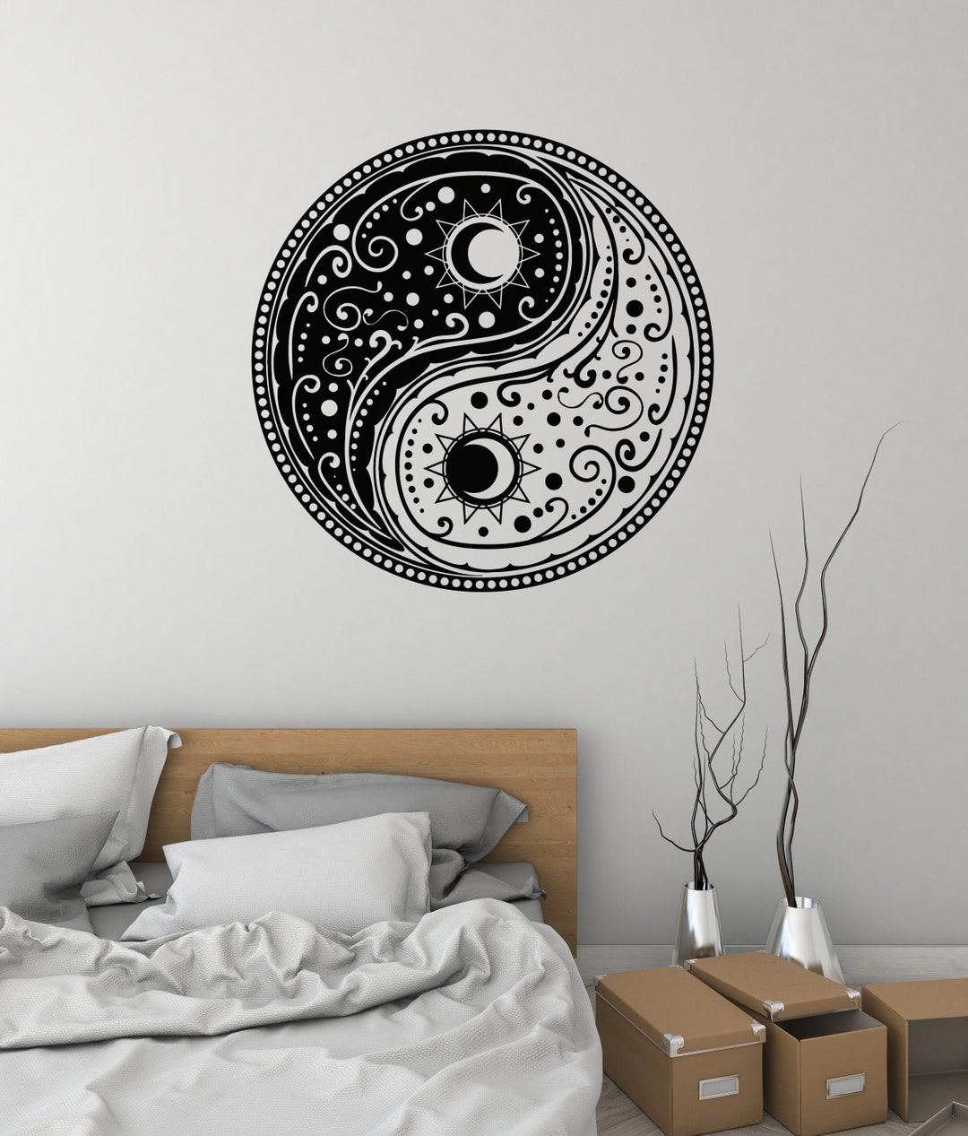 Yin Yang Vinyl Wall Decal Sun Moon Bedroom Ornament Stickers Mural ...