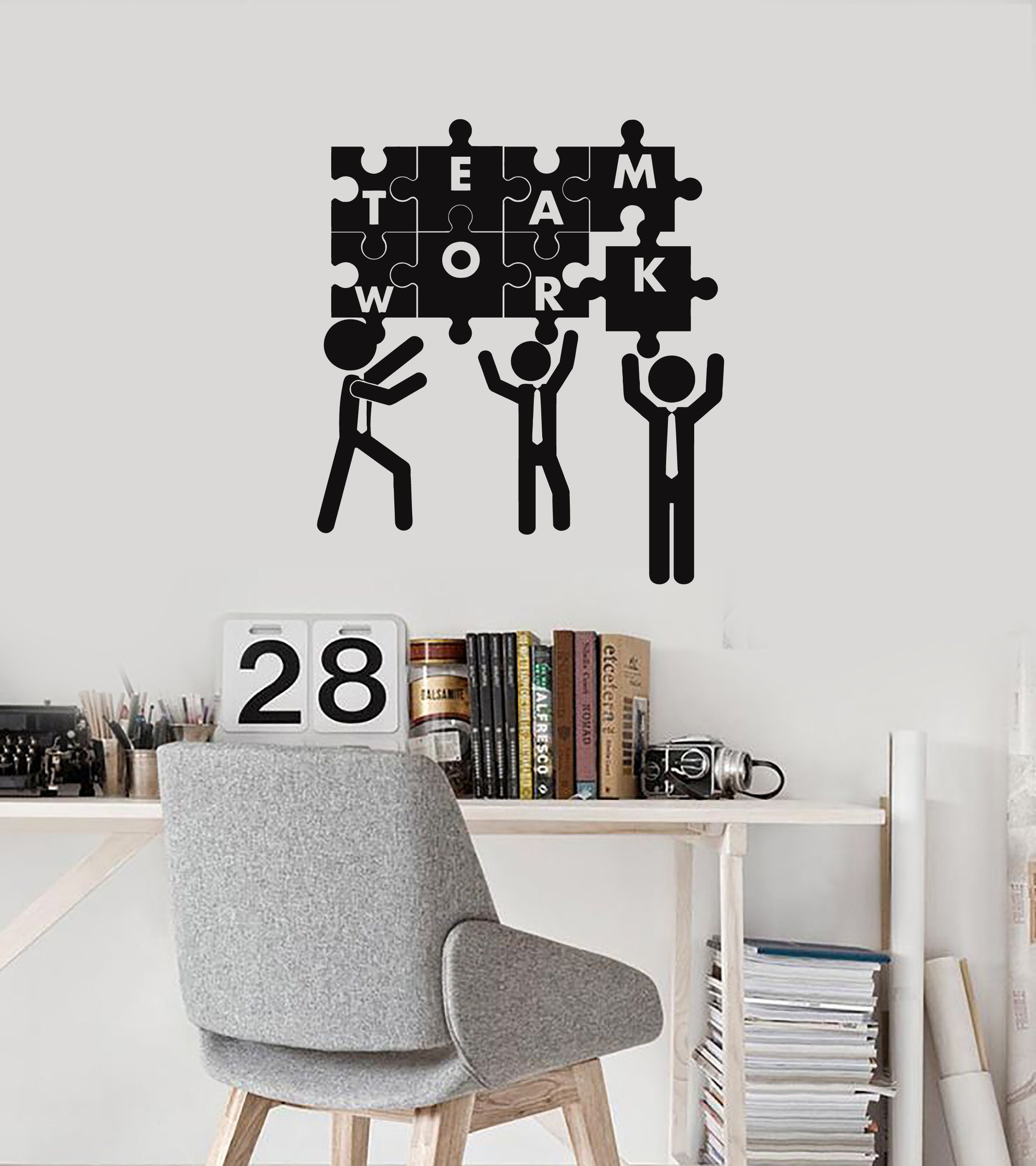 Teamwork Vinyl Wall Decal Puzzle Office Space Decor Art Stickers Mural ...