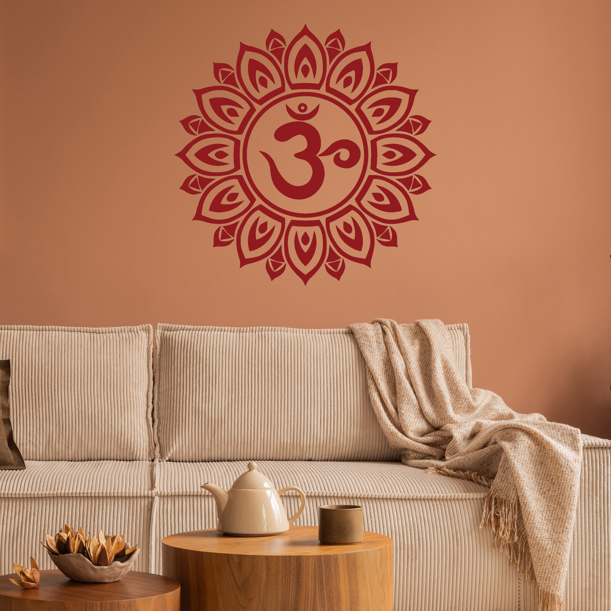 Mantra Vinyl Wall Decal Lotus Flower Yoga Studio Decor Meditation Room ...