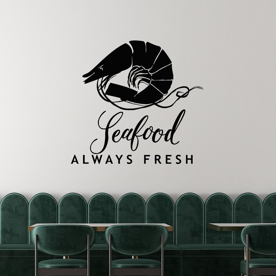 Seafood Vinyl Wall Decal Restaurant Sea Animal Shrimp Fresh Etsy