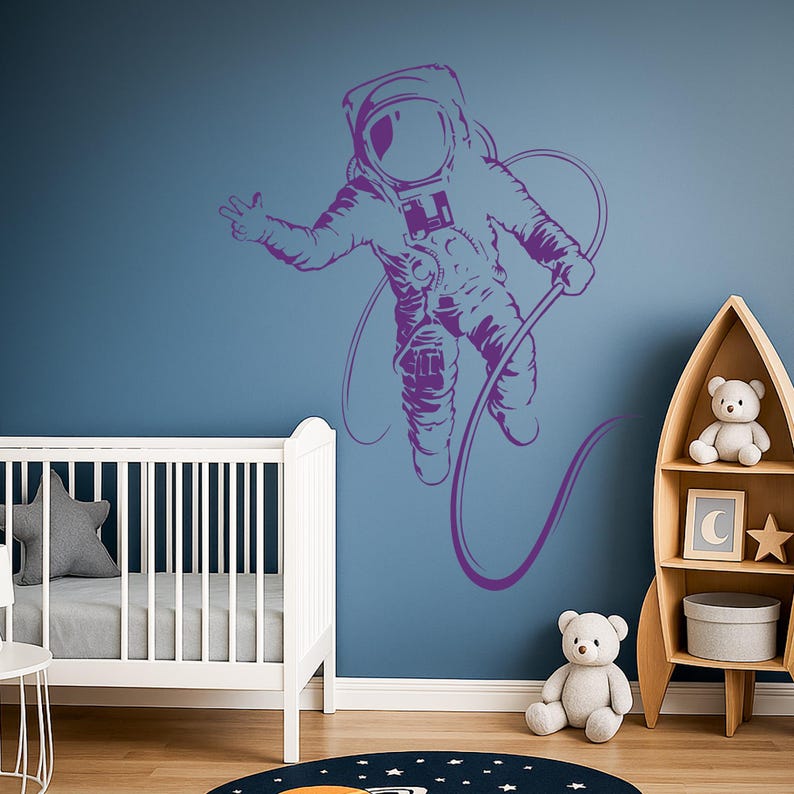 Astronaut Vinyl Wall Decal Spaceman Outer Space Kids Boy Room Art ...
