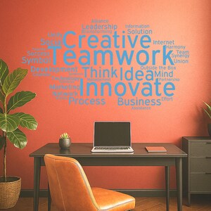 Teamwork Wort Wolke Wandtattoo - Büro Motivation Vinyl Aufkleber - Team Wörter Typografie Kunst für die Arbeitsplatz Dekoration Aufkleber Wandbild 2550di Bild 7