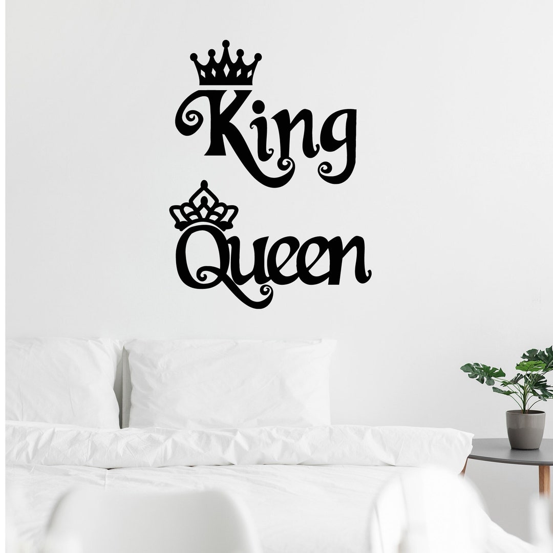 Crown Vinyl Wall Decal King Queen Sign Kingdom Home Decor Master ...