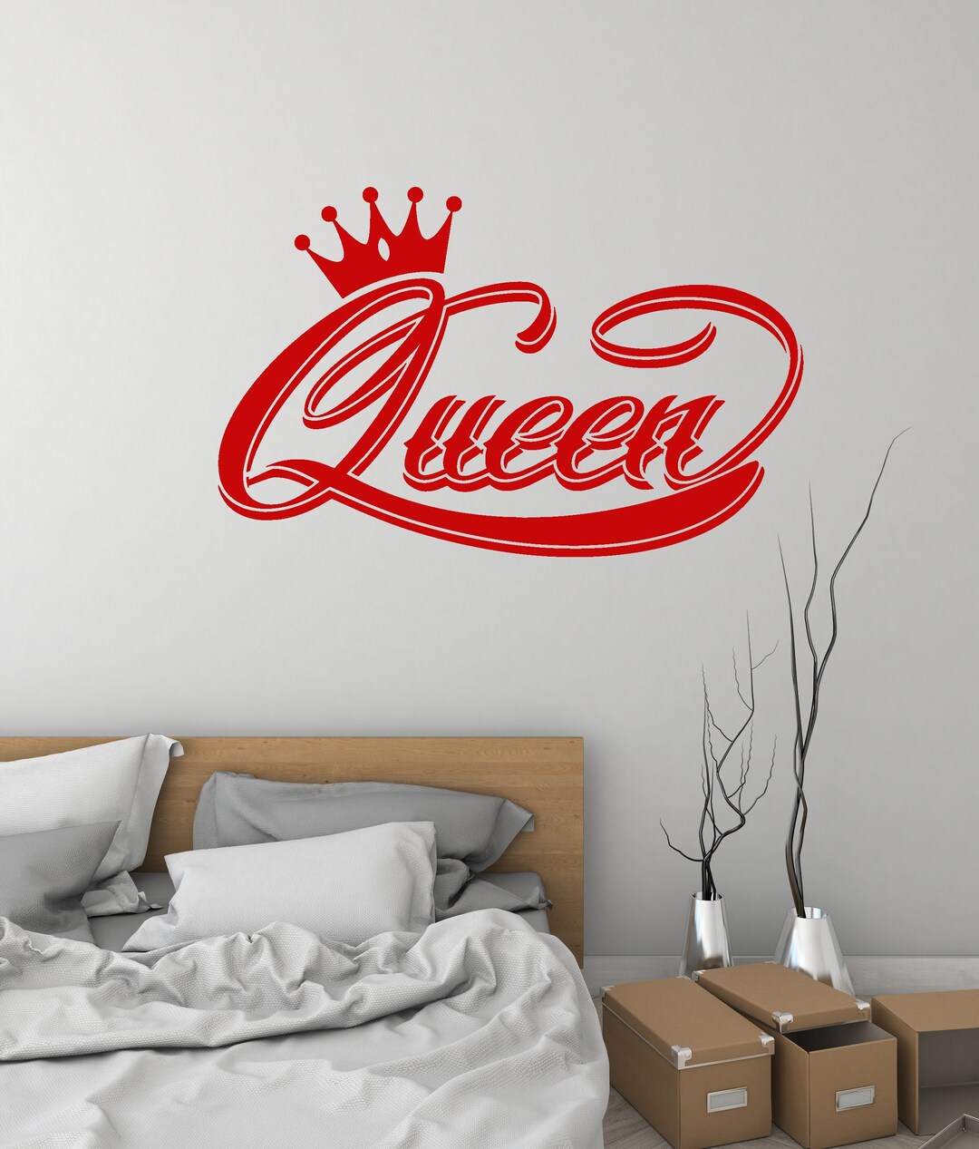 Queen Crown Vinyl Wall Decal Word Girl Room Beauty Salon Stickers Mural ...