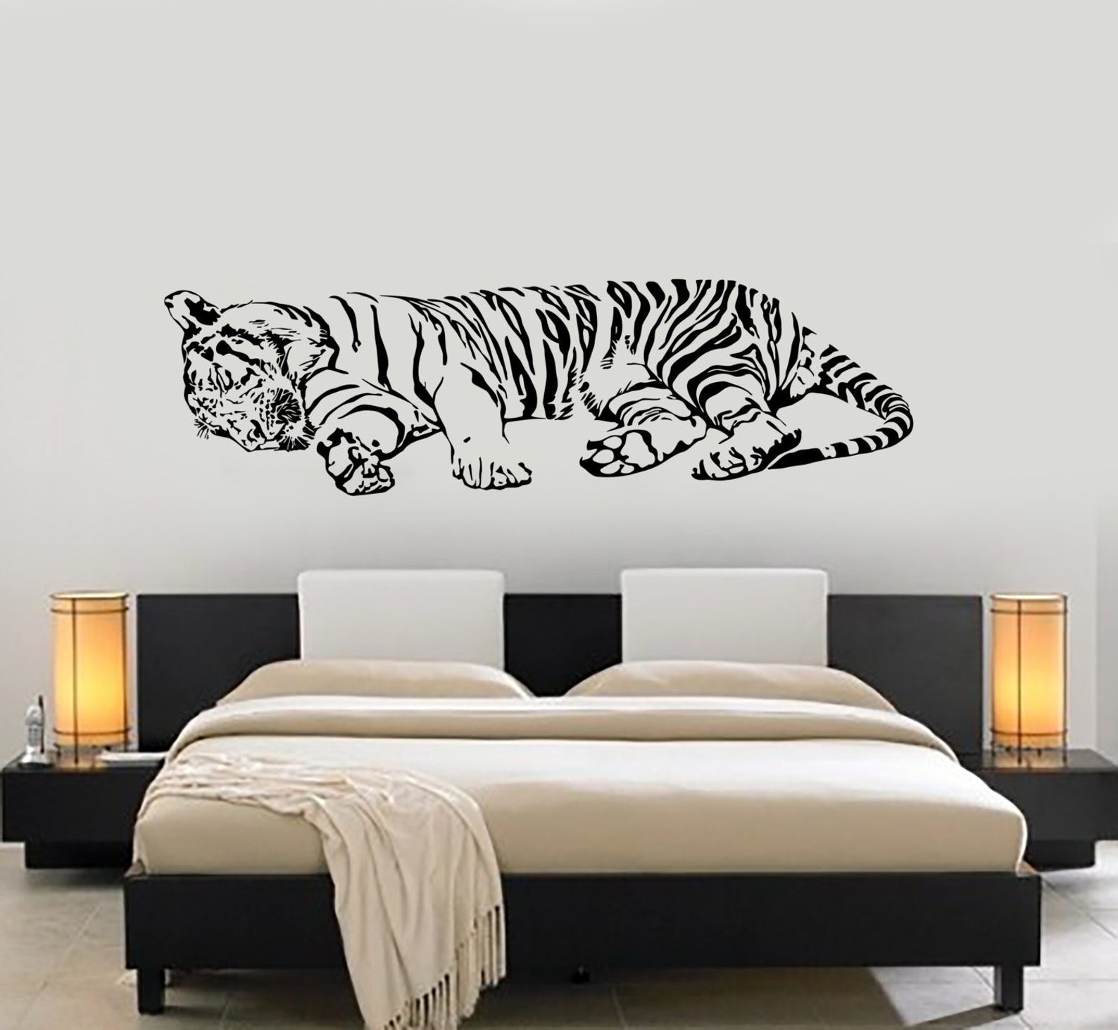 Wall Vinyl Decal Tiger Sleeping Jungle Africa Predator Cool Interior ...