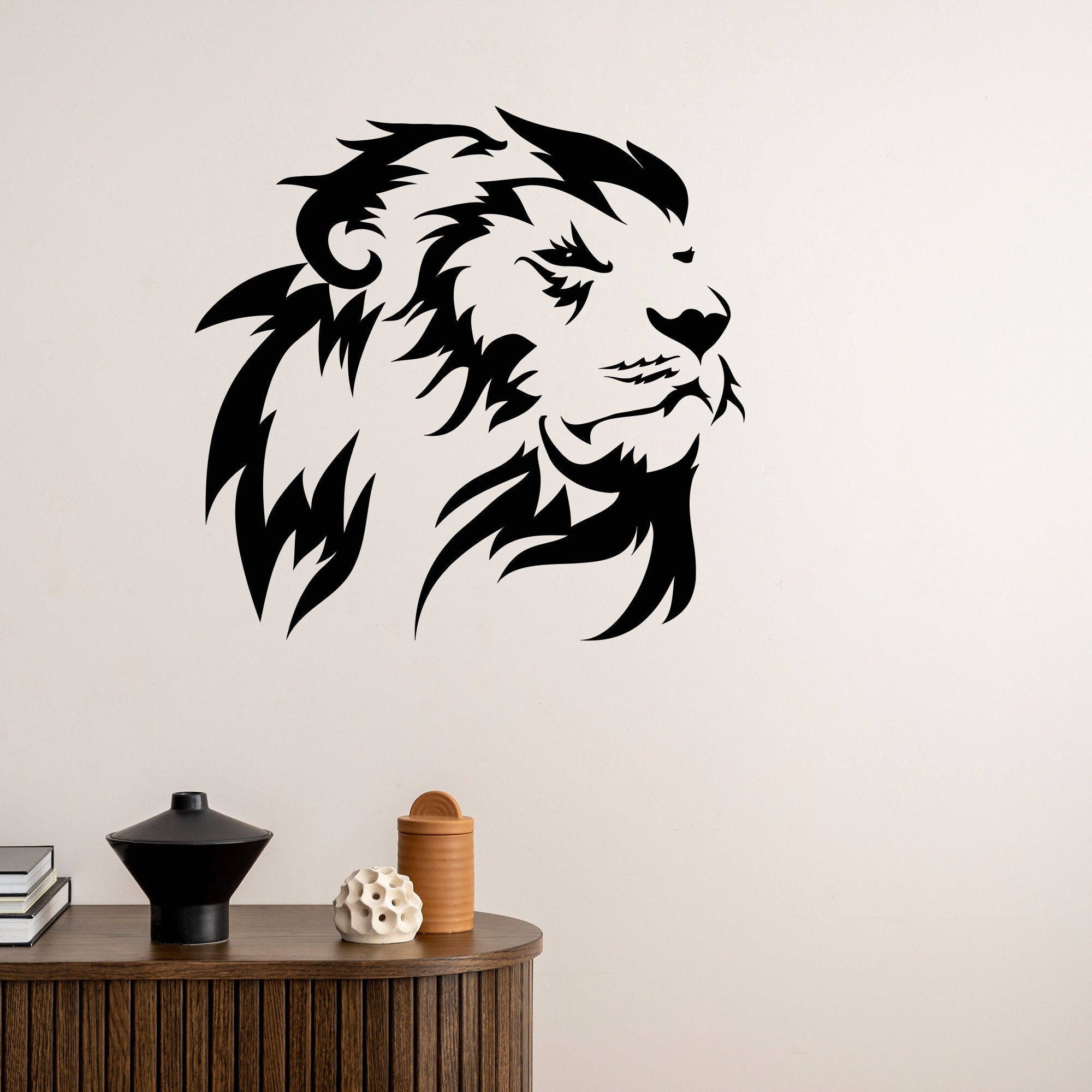 Lion Head Vinyl Wall Decal King of Animals African Predator Big Cat ...