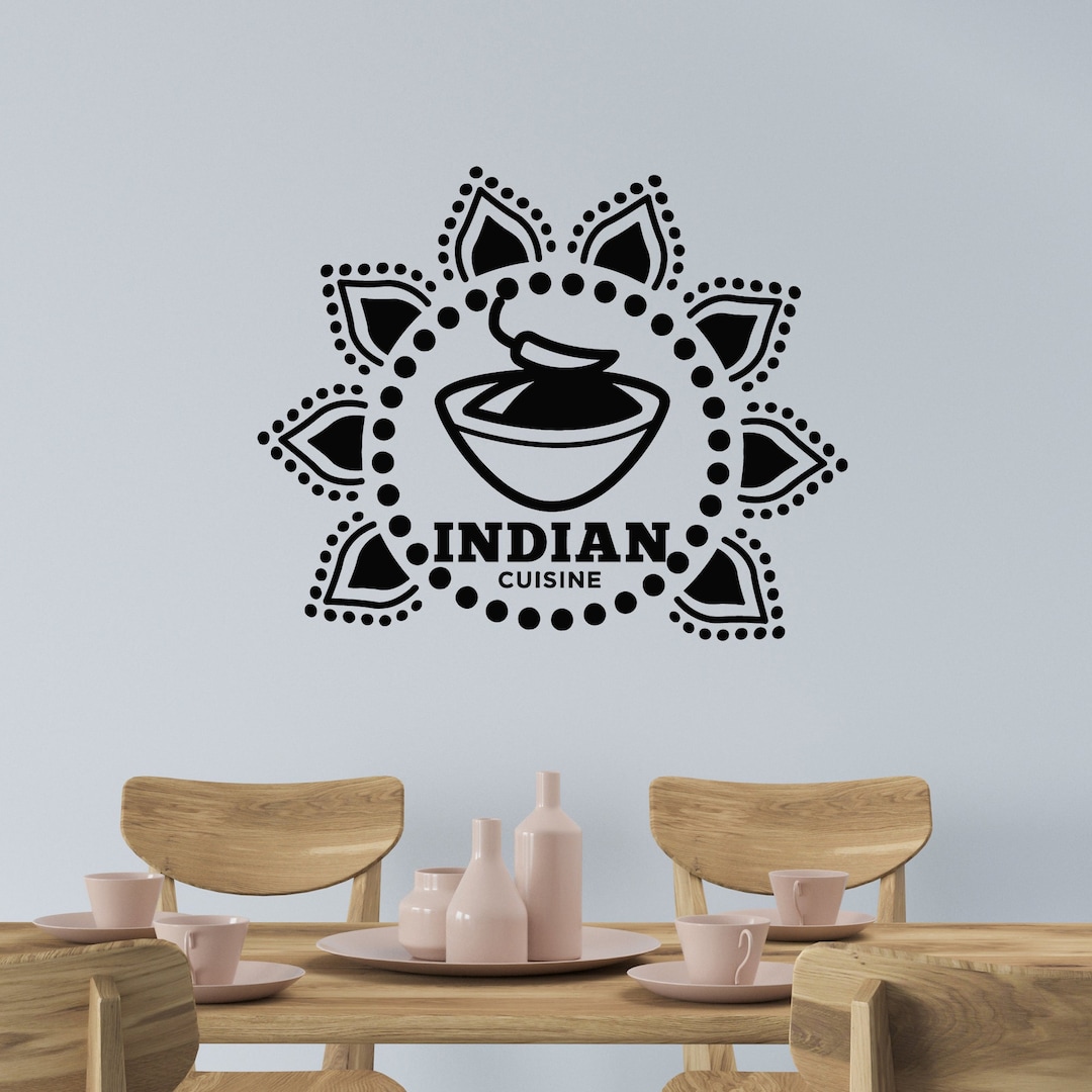 Indian Chef Sticker Indian Cuisine Vinyl Wall Decal Restaurant Kitchen Decor Cooking Hot ...