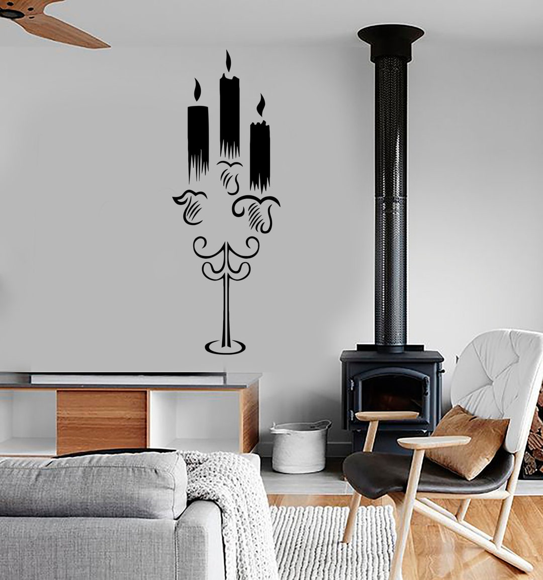 Wall Vinyl Decal Candles Candlesticks Chandelier Modern Decor Living