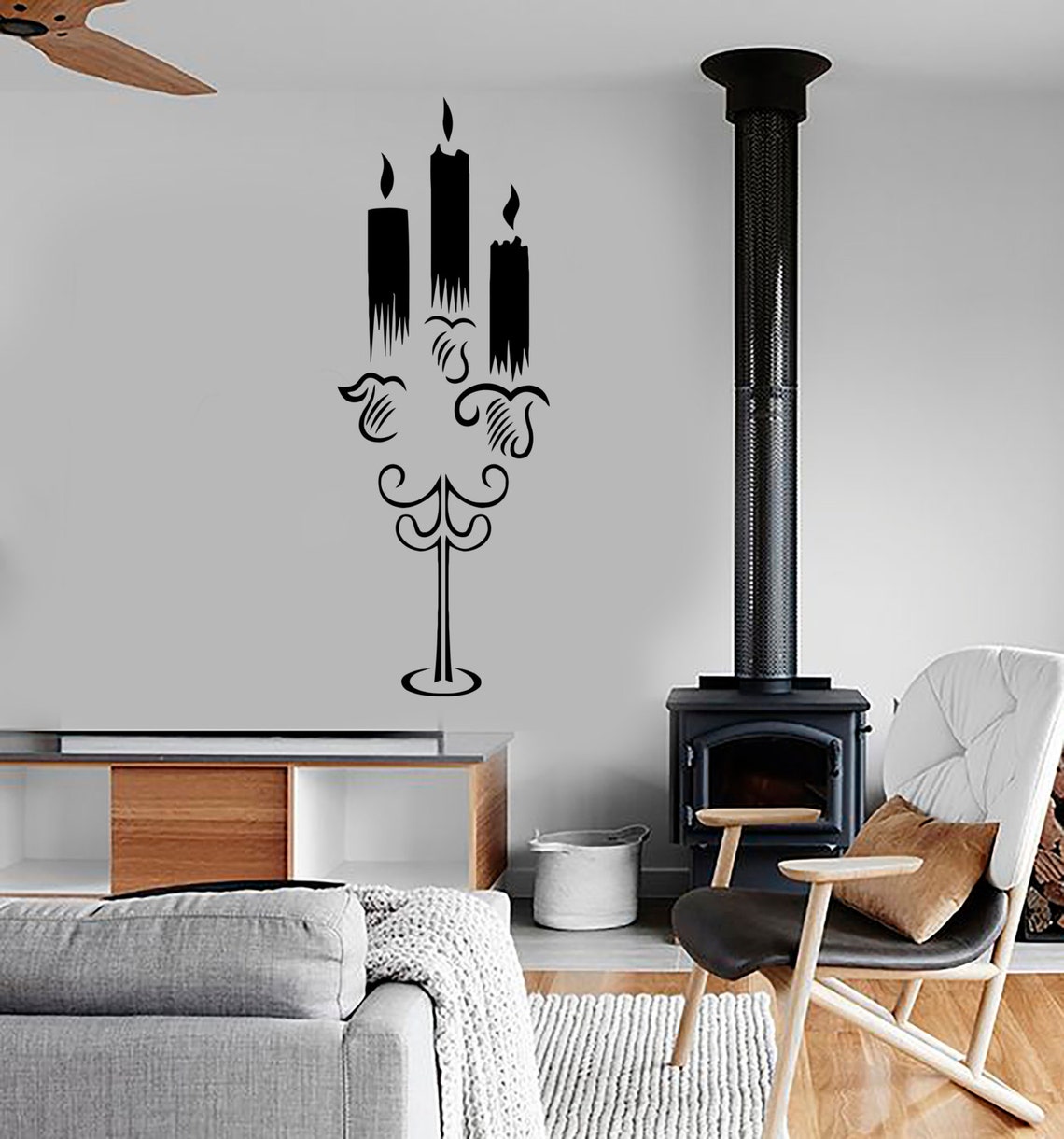 Wall Vinyl Decal Candles Candlesticks Chandelier Modern Decor Etsy