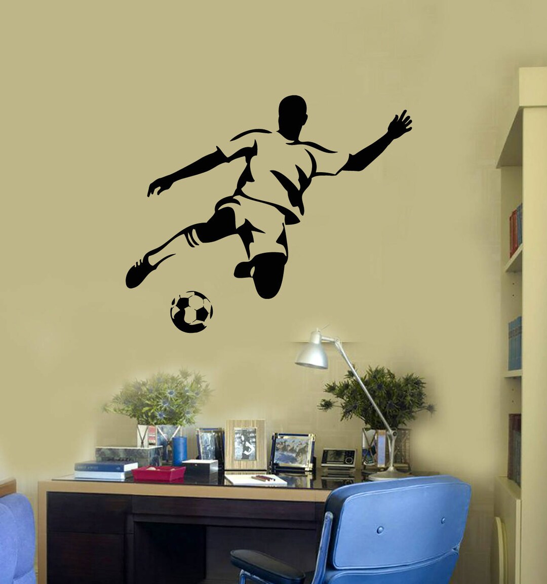 Soccer Player Vinyl Wall Decal Sport Ball Boy Room Decor Art Stickers ...