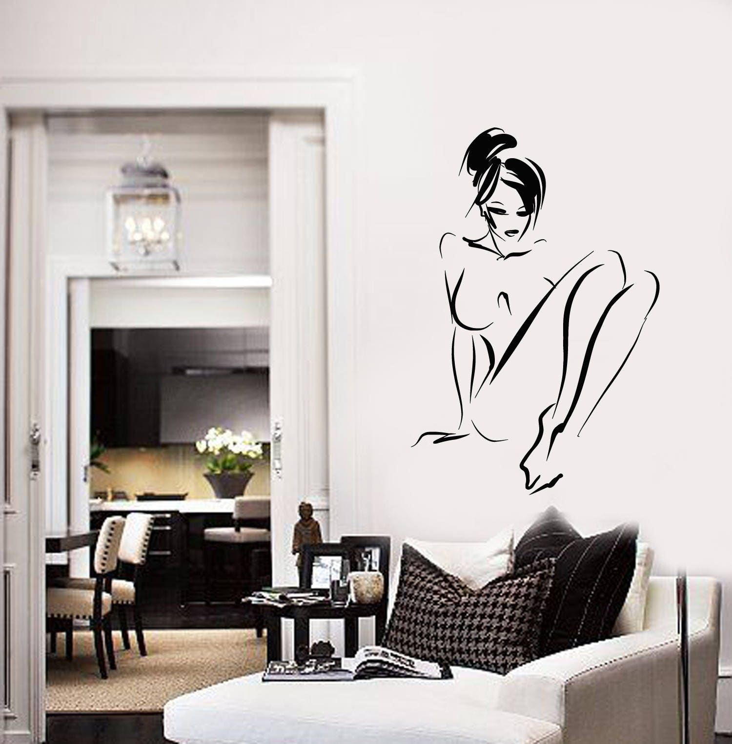  Vinilo adhesivo de pared Silueta desnuda mujer dormitorio baño  pegatinas gran decoración (ig4714) negro : Herramientas y Mejoras del Hogar
