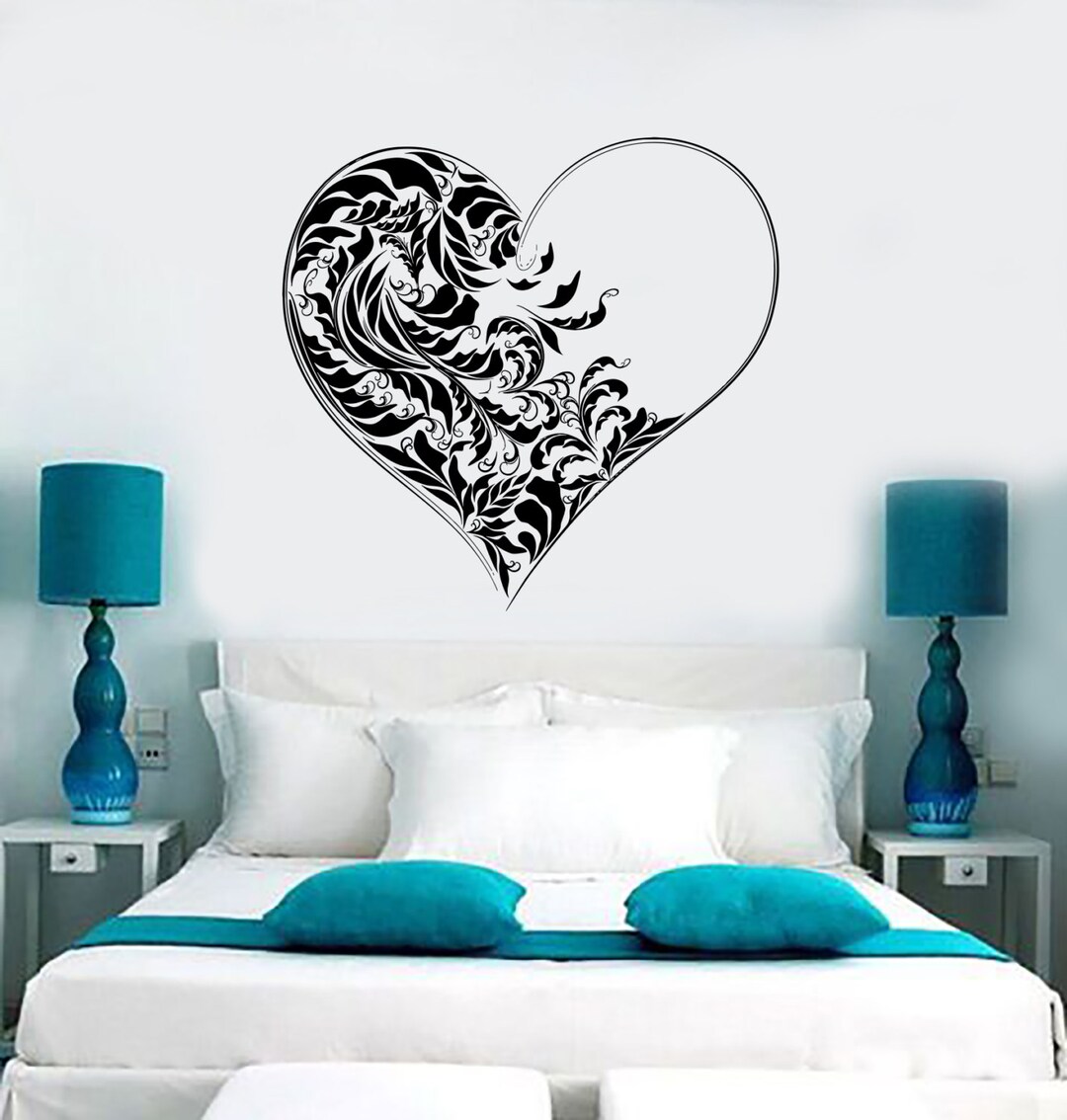 Wall Vinyl Decal Romantic Love Hearts Cool Amazing Decor for Bedroom ...