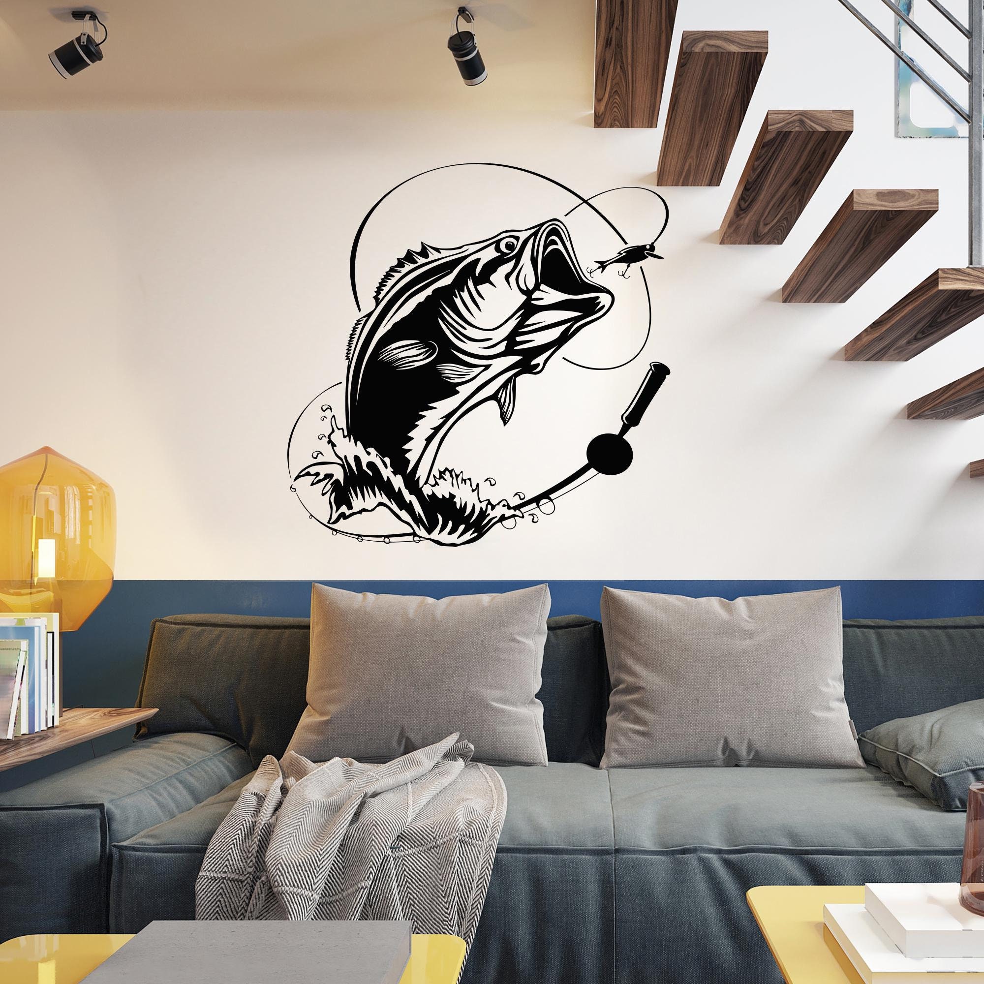 Vinilo decorativo de pesca: regalo para pescadores, decoración para la  cueva del hombre (#086dl), image size:2000x2000