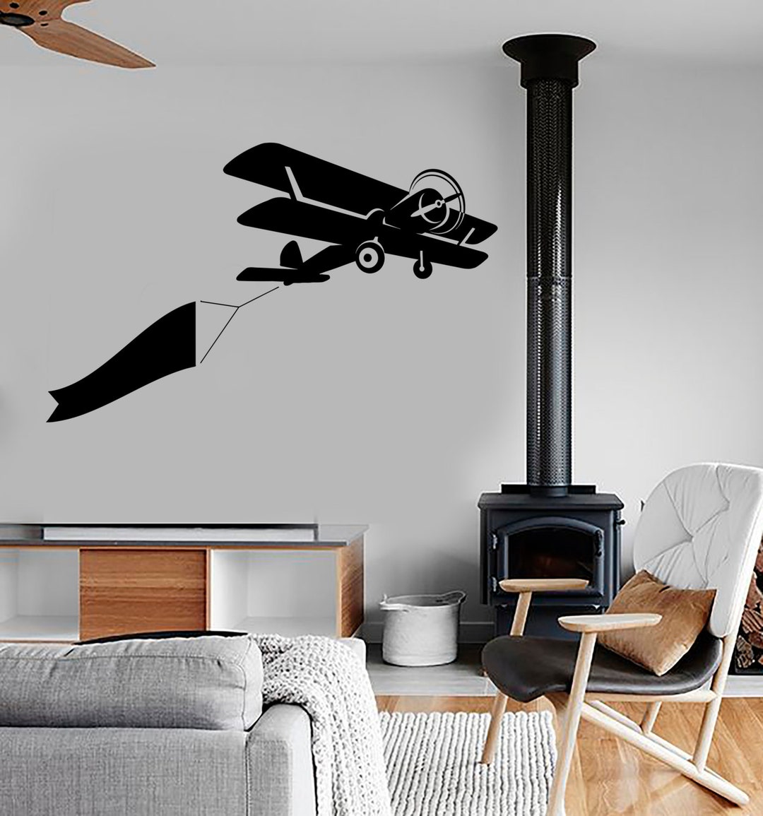 Wall Vinyl Decal Airplane Retro Jet Mural Sticker 1681dz - Etsy