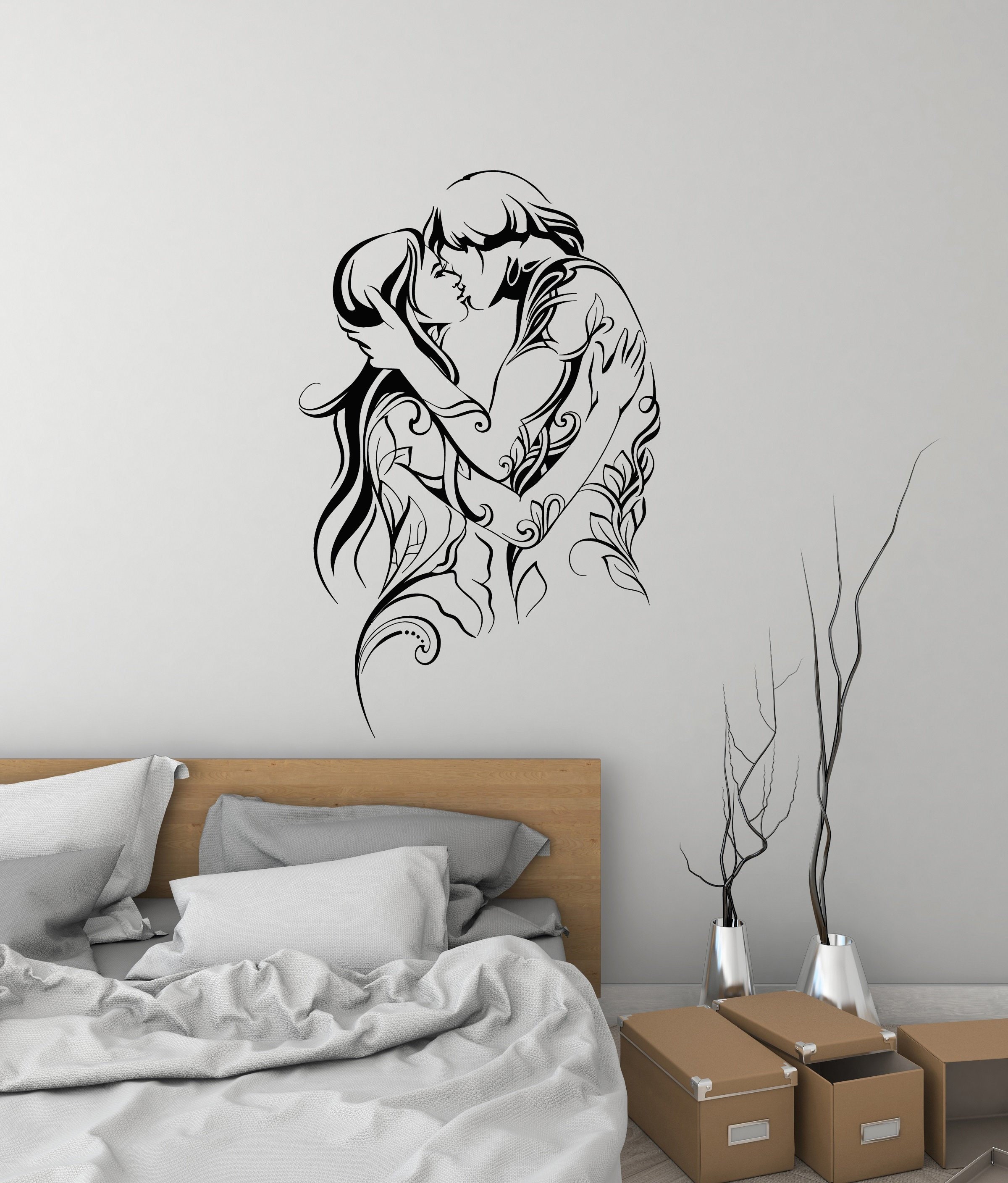 Love Pareja Vinilo pared calcomanía adulto dormitorio | Etsy