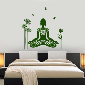 Wall Vinyl Decal Yoga Pose Chakra Asana Yoga Studio Decor Yoga Room Buddhism Modern Home Decor (#1228dz)