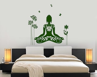 Wall Vinyl Decal Yoga Pose Chakra Asana Yoga Studio Decor Yoga Room Buddhism Modern Home Decor (#1228dz)