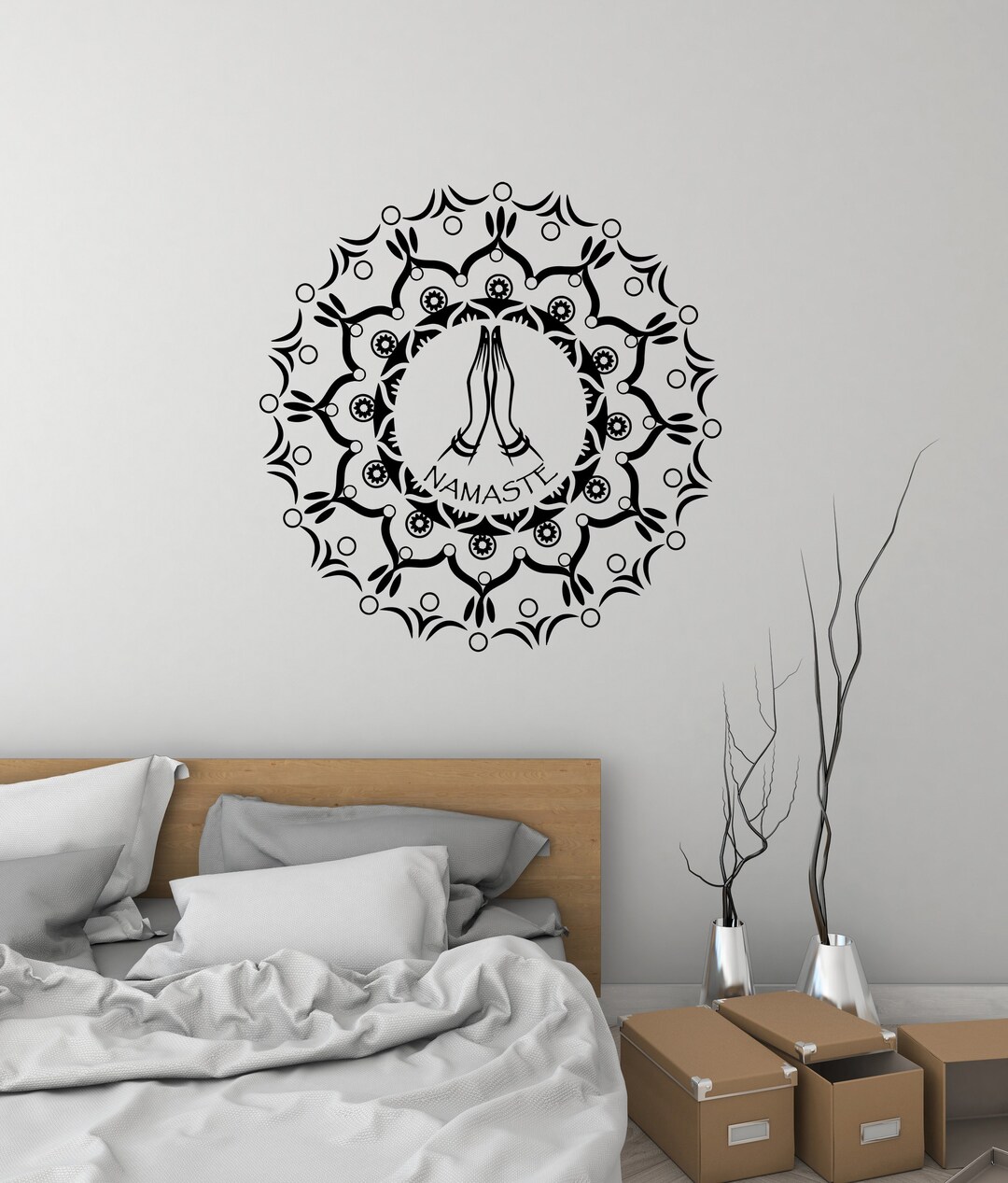 Namaste Vinyl Wall Decal Mandala Bedroom Decor Hinduism Hindu Yoga ...