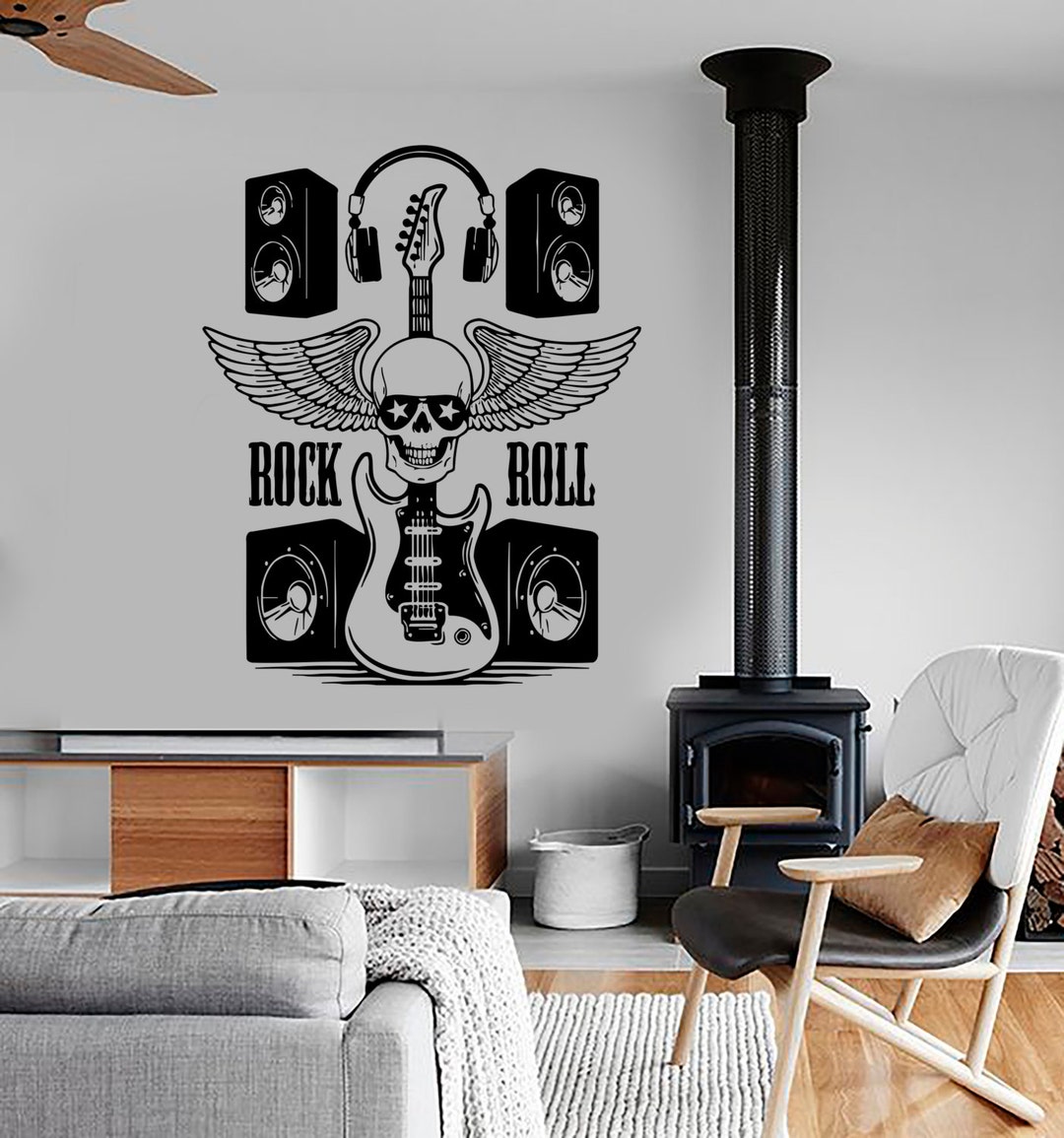 Wall Vinyl Music Rock Guitar Speakers Guaranteed Quality Decal Mural ...