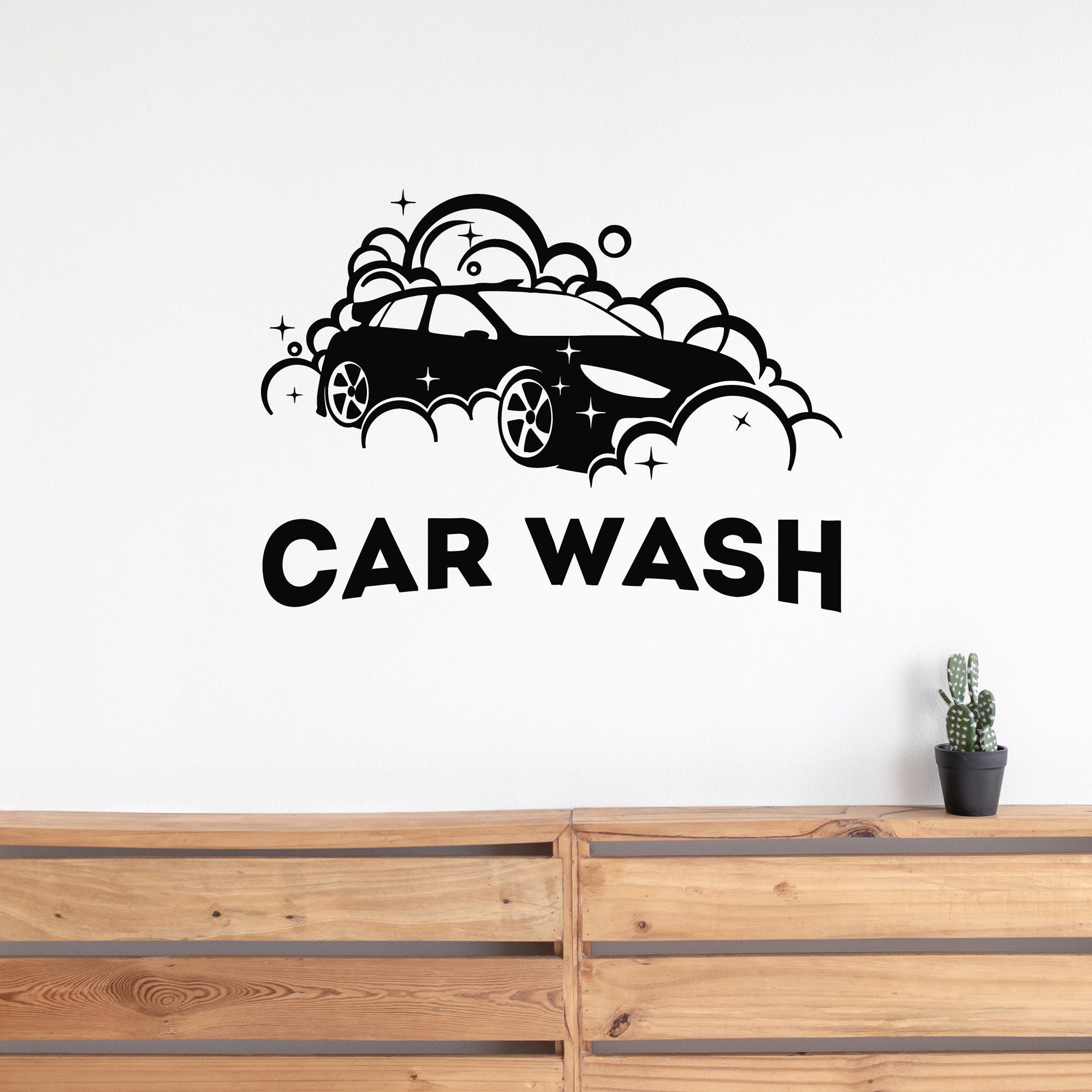 Car Wash Vinyl Wall Decal Auto Cleaning Service Garage Art Decoration Stickers Mural (#2595dg)