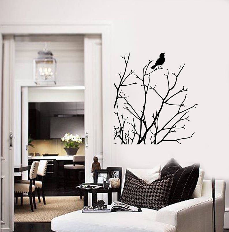 Branches Bird Vinyl Wall Decal Nature Art Tree for Any Room Home Decor ...