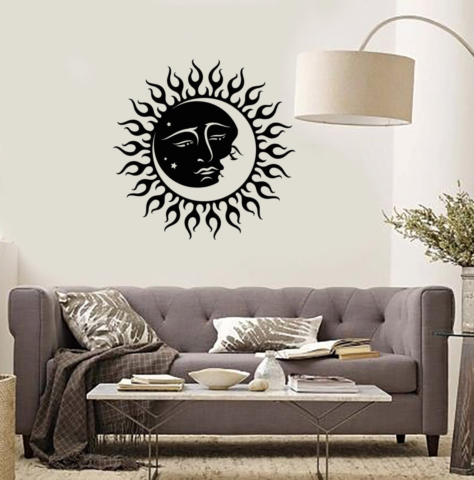 Wall Vinyl Decal Bedroom Decoration Sun and Moon Kissing Romantic ...