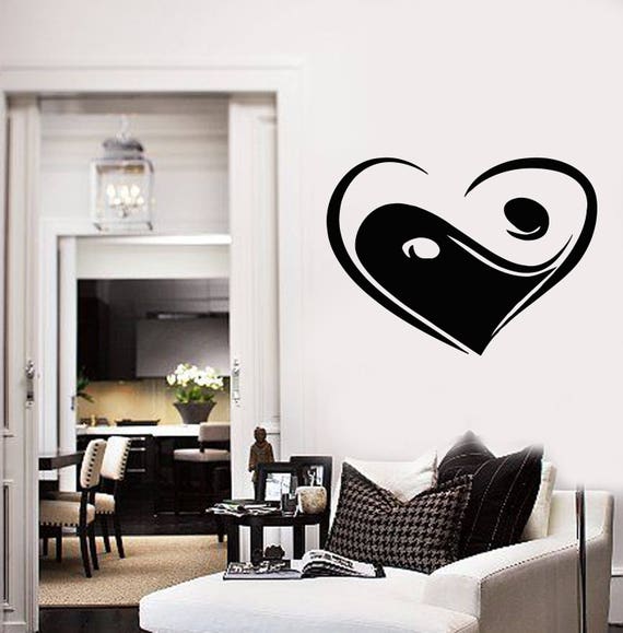 Vinyl Wall Decal Heart Yin Yang Zen Bedroom Art Stickers Mural 2537di