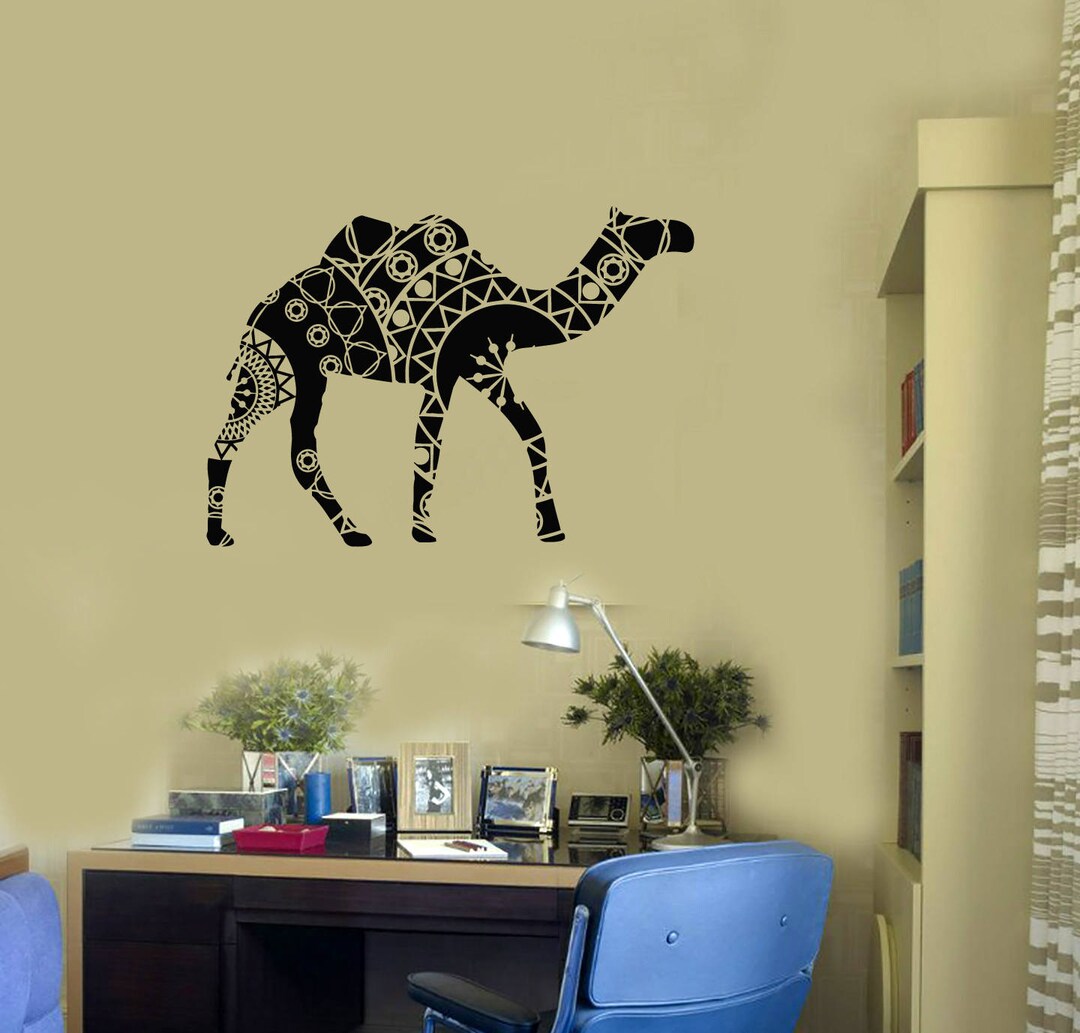 Camel Vinyl Wall Decal Tribal Animal Ornament Pattern Decor Living Room ...