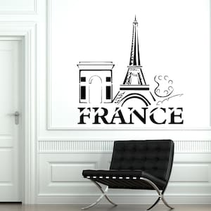 Décalcomanie murale Paris France Tour Eiffel Bâtiment français Décalcomanie en vinyle 1826dz