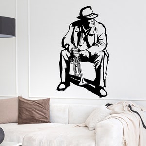 Muursticker Jazz Man Trompet Muziek Vinyl Interieur Z4949