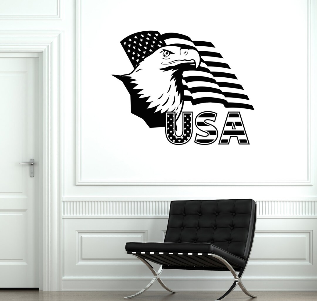 USA Flag Wall Vinyl Decal Eagle United States Proud Guaranteed Quality ...