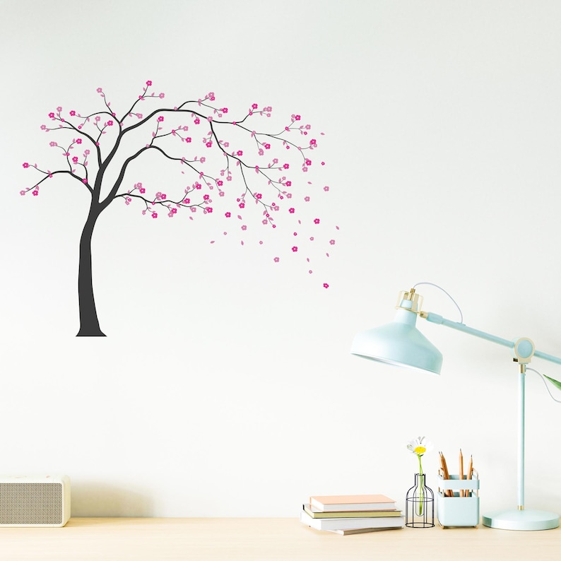 Cherry Blossom Tree Branch Vinyl Wall Decal: Minimalist Floral Art ...