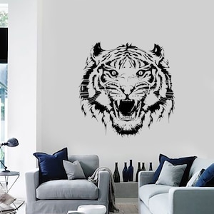 Wall Vinyl Decal Roar Tigers Head Ethnic Jungle Decor For Living Room Mural Art 1457dz